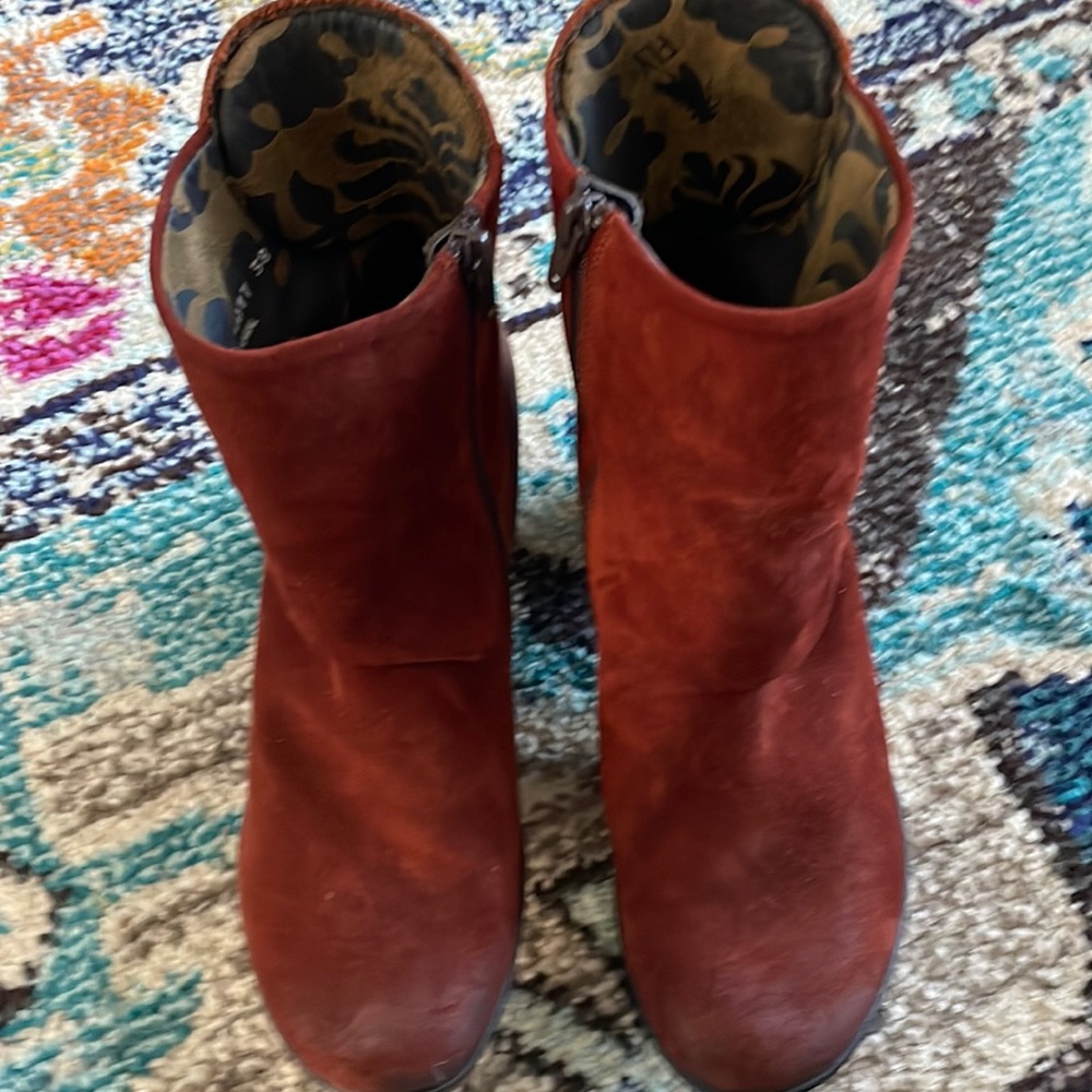 Fly London Rust Leather & Suede Hota Ankle Boots